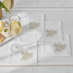 Metallic Cocktail Napkins, Set of 4 - Bells
