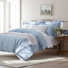Classic Smooth Sateen Solid Flat Bed Sheet - Light Blue, Twin/Twin XL