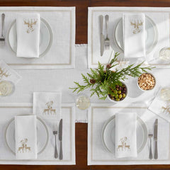 Metallic Cocktail Napkins, Set of 4 - Reindeer