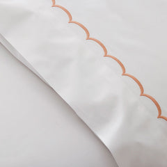 Scallop Embroidered Premium Cool Egyptian Percale Duvet Cover - Melon, Full/Queen