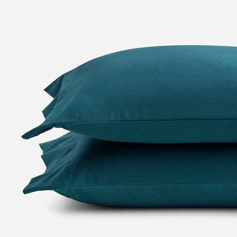 Classic Ultra-Cozy Cotton Velvet Flannel Pillowcase Set - Teal, Standard