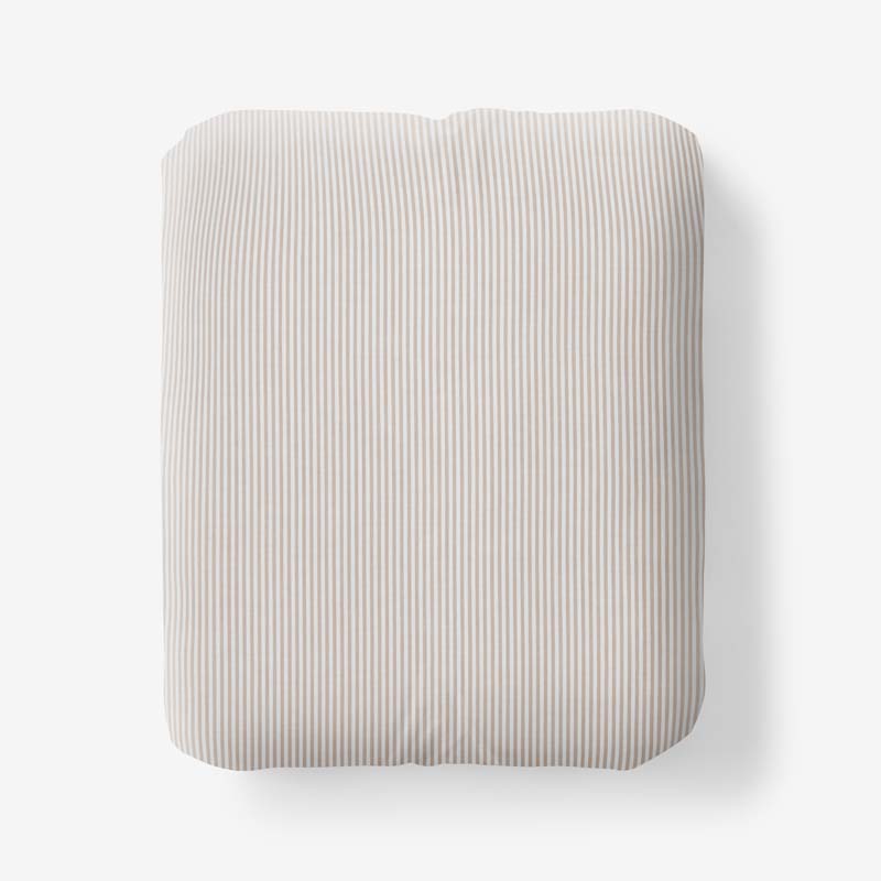 Classic Stripes and Plaids Cool Yarn-Dyed Cotton Percale Fitted Bed Sheet - Stripe Tan, King