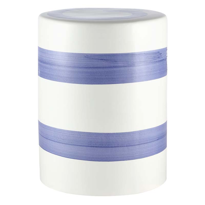 Ceramic Stripe Side Table - White