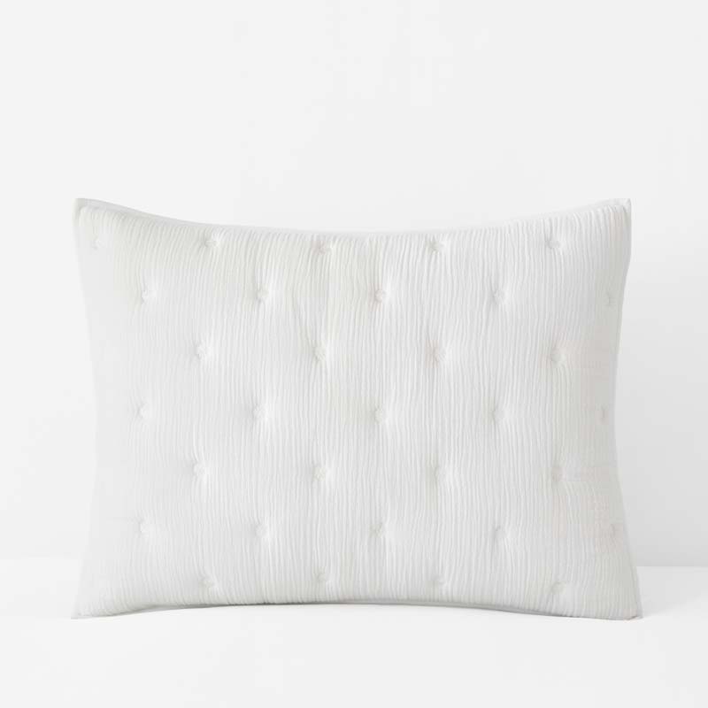 Gauze Deco Quilted Sham - Off White, King