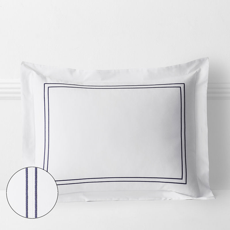 Dorset Stripe Luxe Smooth Egyptian Cotton Sateen Sham - Blue, King