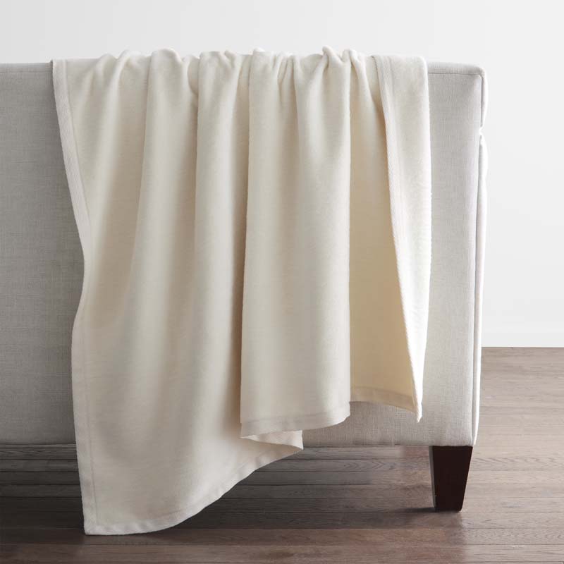 Cotton/Acrylic Fleece Throw - Ivory
