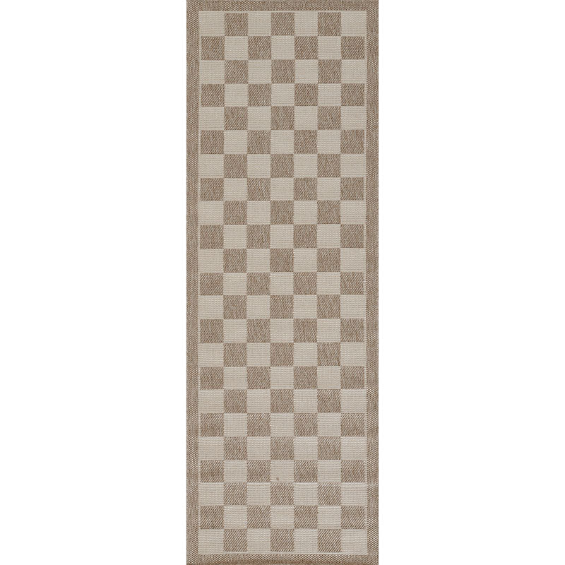 Checkered Outdoor Rug -  Gray, 8' Runner