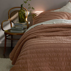 Premium Breathable Washed Linen Solid Quilt - Clay, Twin/Twin XL
