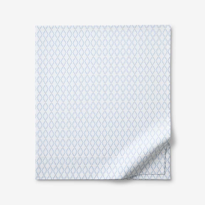 Feliciana Geo Garment Washed Cotton Percale Flat Bed Sheet - Blue Multi, Twin/Twin XL