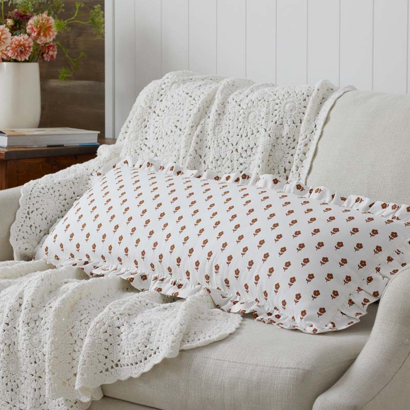 Flowers Decorative Lumbar Pillow Cover -  Flowers Nutmeg, 14 in. x 40 in.