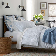 Feliciana Geo Garment Washed Cotton Percale Duvet Cover - Blue Multi, King/Cal. King