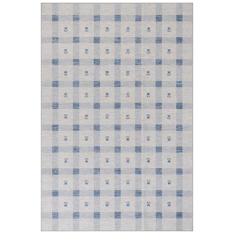 Modern Plaid Washable Rug - Blue, 3' x 5'