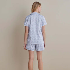 Printed Peruvian Cotton Women's Shorts Set - Bergen Blue, XS