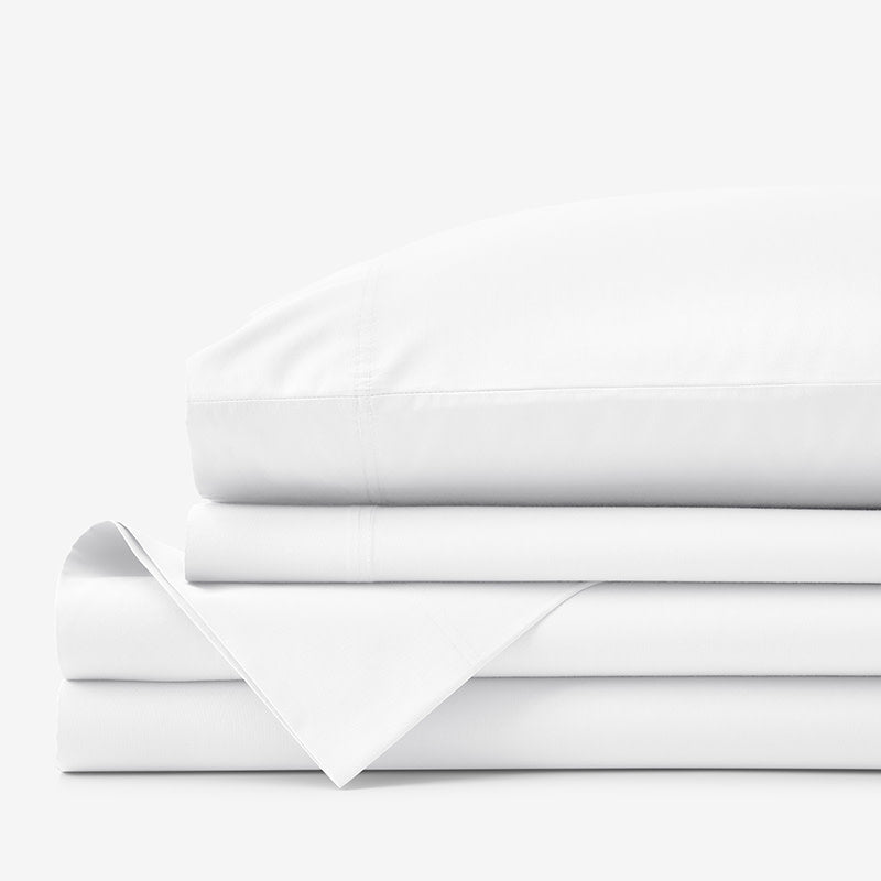 Premium Cool Organic Cotton Percale Bed Sheet Set - White, Twin XL