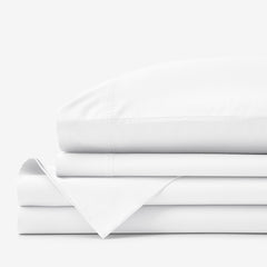 Premium Cool Organic Cotton Percale Bed Sheet Set - White, Full