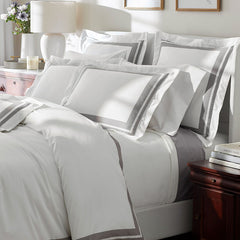 Double Border Premium Smooth Supima® Cotton Wrinkle-Free Sateen Duvet Cover - Silver, Full