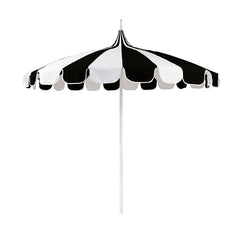 Round Two-Tone Pagoda Outdoor Patio Umbrella, Fiberglass with Push Lift - Black, 8.5'