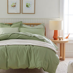 Classic Cool Organic Cotton Percale Solid Bed Sheet Set - Moss Green, Queen