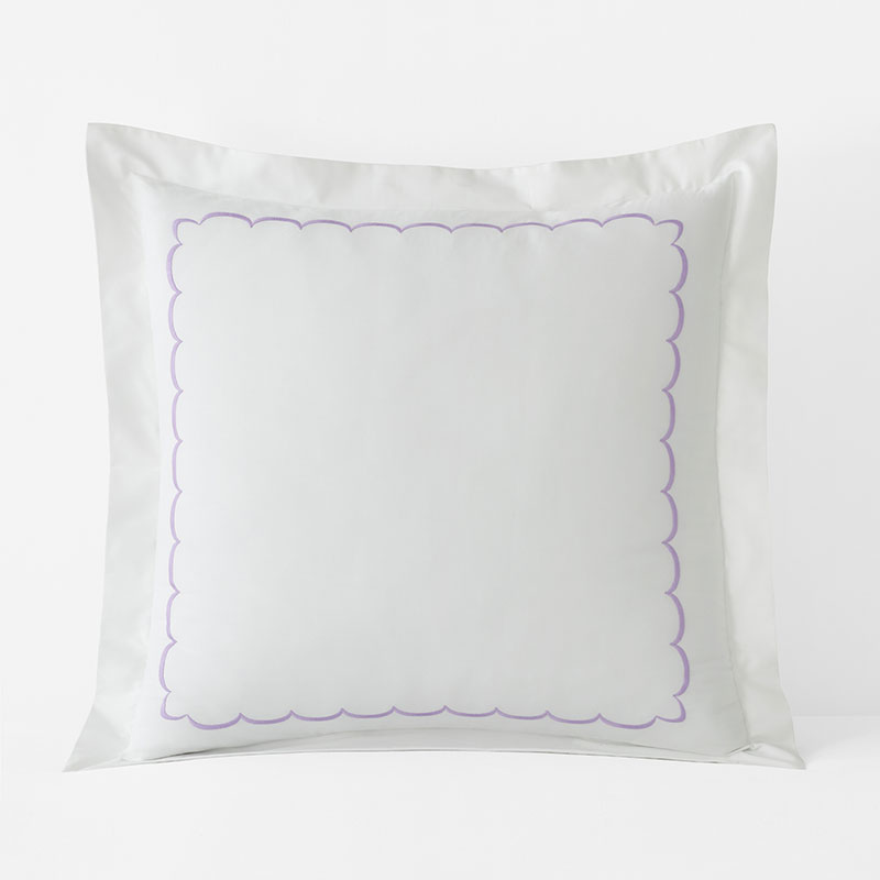 Embroidered Scallop Classic Cool Cotton Percale Sham - Lavender, Euro