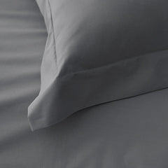 Premium Cool Supima® Cotton Percale Deep Pocket Fitted Bed Sheet - Pewter, King