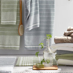 Plush Spa Stripe Bath Towel - Light Willow