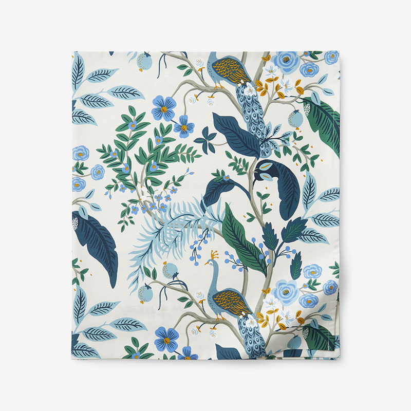 Peacock Classic Smooth Sateen Flat Bed Sheet - Ivory Multi, Queen