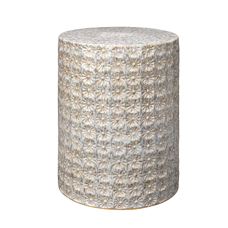 Ceramic Flower Side Table - White
