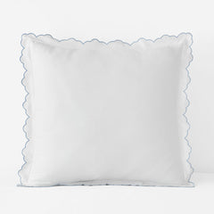 Embroidered Scallop Classic Smooth Sateen Solid Sham - Light Blue, Euro