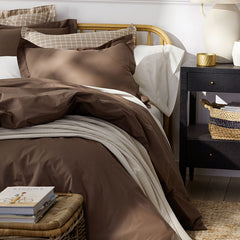 Classic Cool Cotton Percale Deep Pocket Flat Bed Sheet - Coffee, Queen