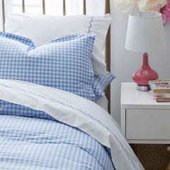 Gingham Classic Cool Organic Cotton Percale Comforter Set - Light Blue, Full/Queen
