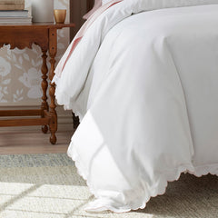 Embroidered Scallop Classic Smooth Sateen Solid Pillowcase Set - Blush, King