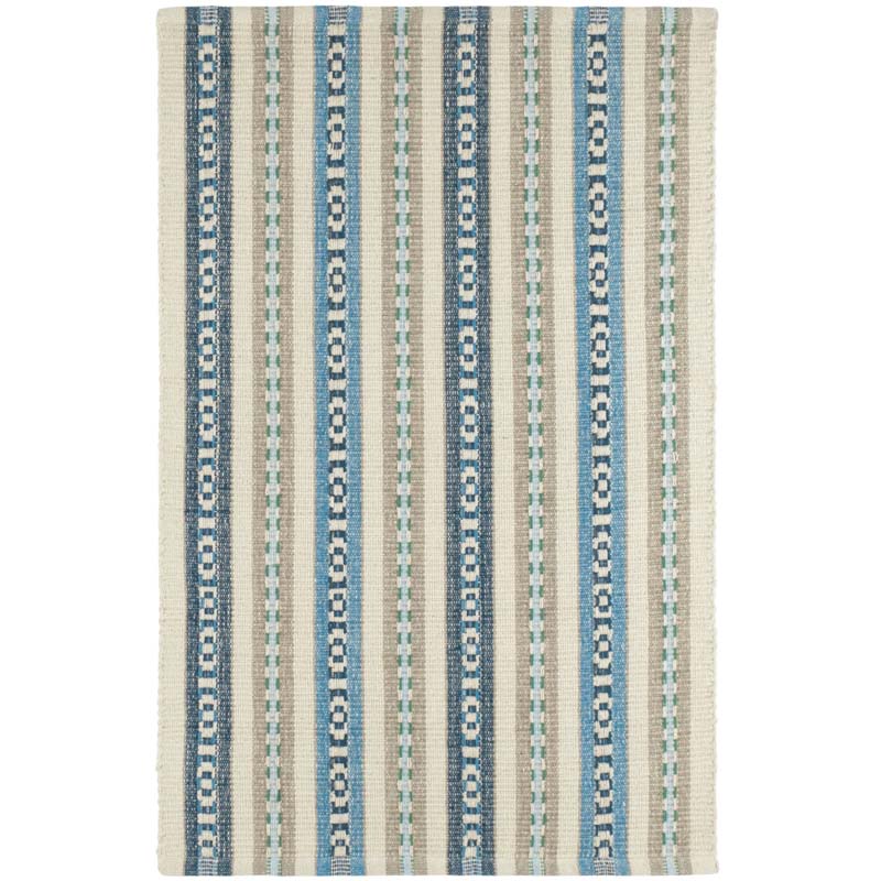 Long Slade Handwoven Cotton Rug - Indigo, 5' x 8'