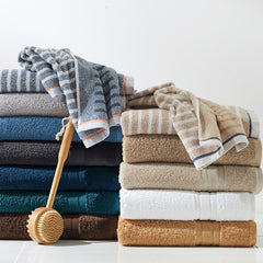 Mélange Stripe Reversible Cotton Bath Towel - Smoke Gray