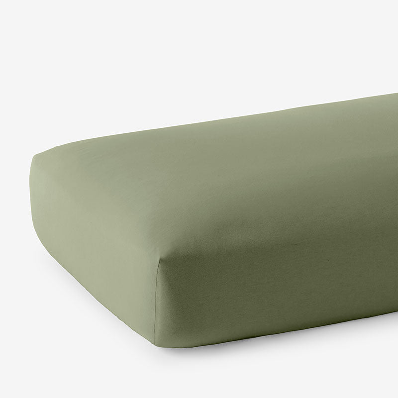 Classic Ultra-Cozy Cotton Velvet Flannel Fitted Bed Sheet - Willow Green, Twin XL