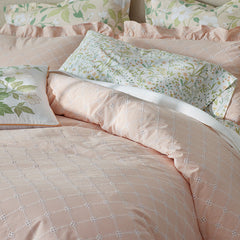 Eyelet Ruffle Classic Cool Yarn-Dyed Cotton Percale Sham - Peach, King