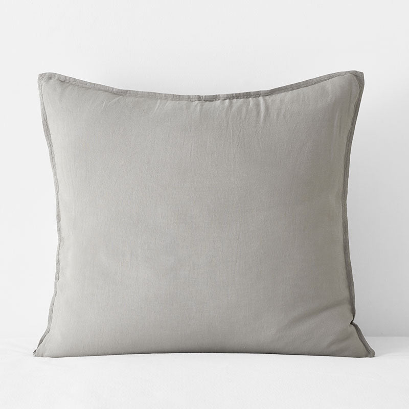 Premium Breathable Washed Linen Solid Sham - Light Gray, Euro