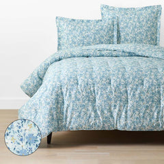 Joyful Floral Classic Smooth Sateen Comforter - Blue, Twin/Twin XL