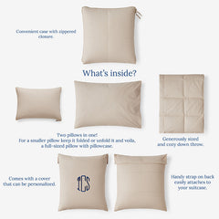 Premium Travel Pillow Throw Set - Feather Tan