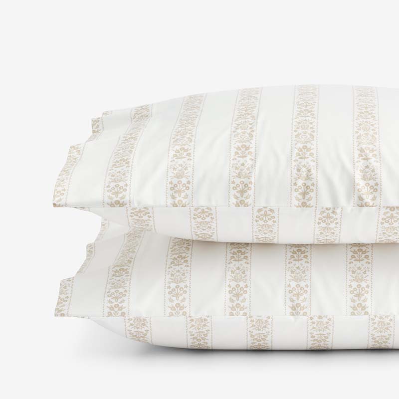 Estee Stripe Classic Smooth Sateen Pillowcase Set - Beige Tan, King