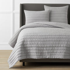 Premium Breathable Washed Linen Solid Quilt - Gray, Full/Queen
