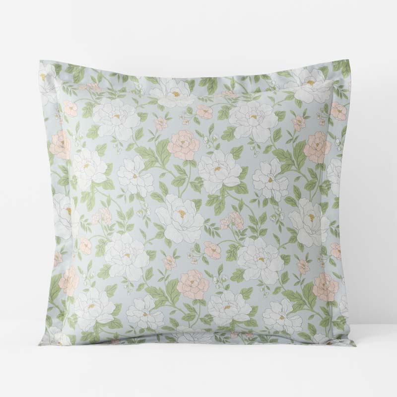 Misty Meadow Cluster Reversible Classic Smooth Sateen Sham - Green Tea, Euro