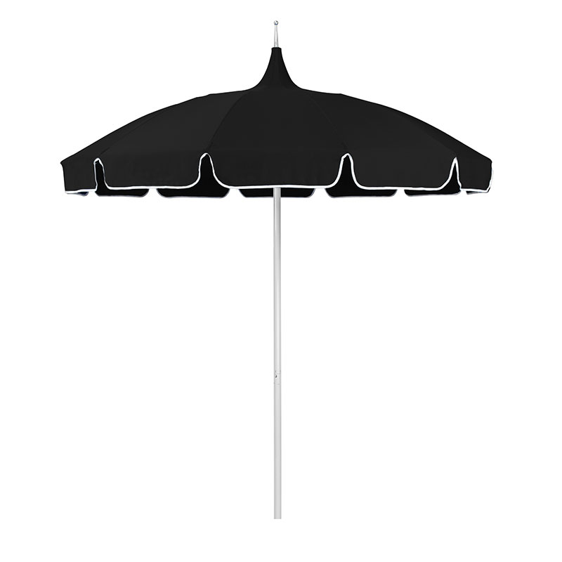 Round Solid Pagoda Outdoor Patio Umbrella, Fiberglass with Push Lift - Black, 8.5'