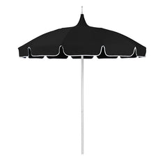 Round Solid Pagoda Outdoor Patio Umbrella, Fiberglass with Push Lift - Black, 8.5'