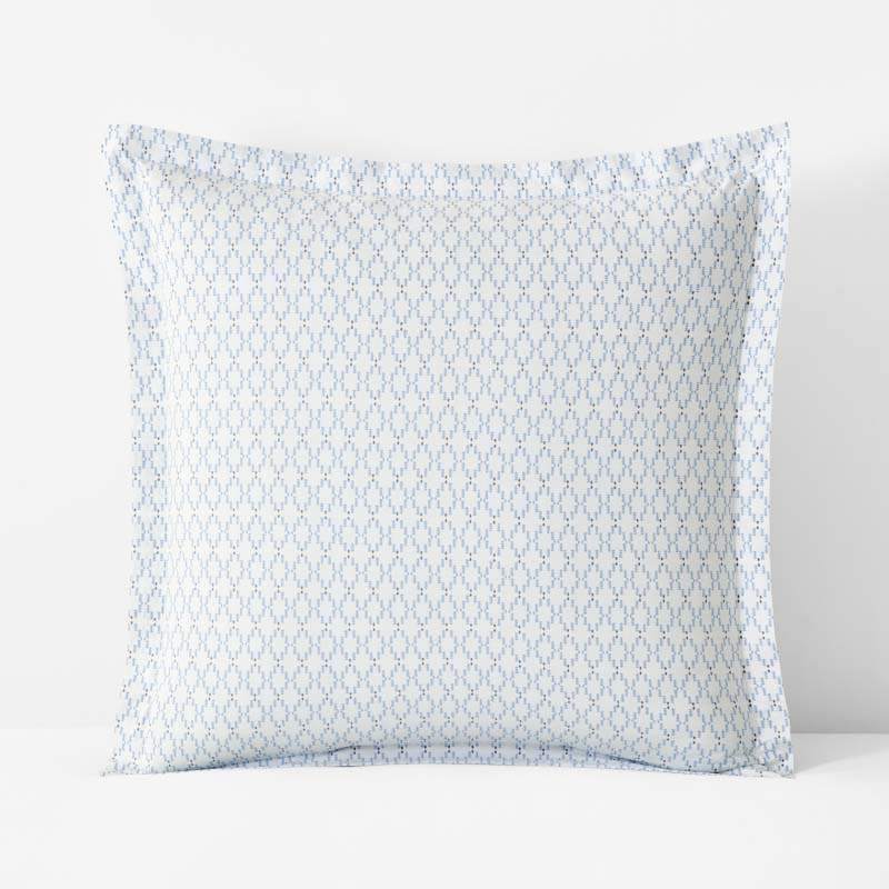 Feliciana Geo Garment Washed Cotton Percale Sham - Blue Multi, Euro