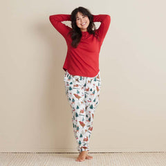 Family Flannel Women's Jogger Pants Pajama Set - Winter Skating Animals, S
