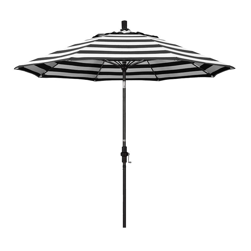 Round Outdoor Patio Umbrella, Fiberglass with Twist Tilt - Black Finish, Cabana Classic, 9'