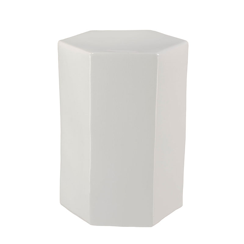 Ceramic Hexagon Side Table - White