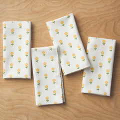 Flower Napkins, Set of 4 - Flowers Yellow