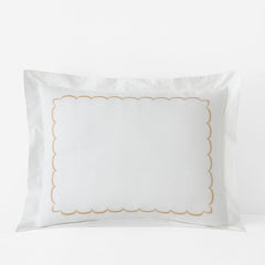 Embroidered Scallop Classic Cool Cotton Percale Sham - Tan, King