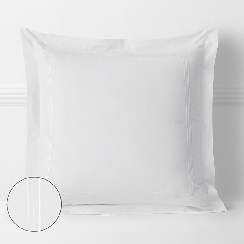 Dorset Stripe Luxe Smooth Egyptian Cotton Sateen Sham - White, Euro
